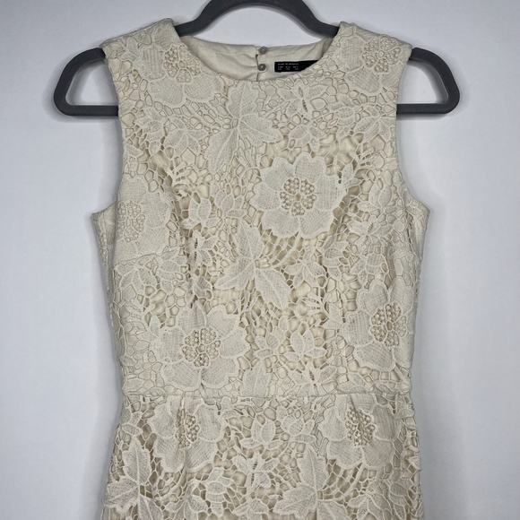 2/$30 ZARA Formal Wedding Guipure Lace Dress XS Cream Cutout Back Lined #7136 - Picture 7 of 16